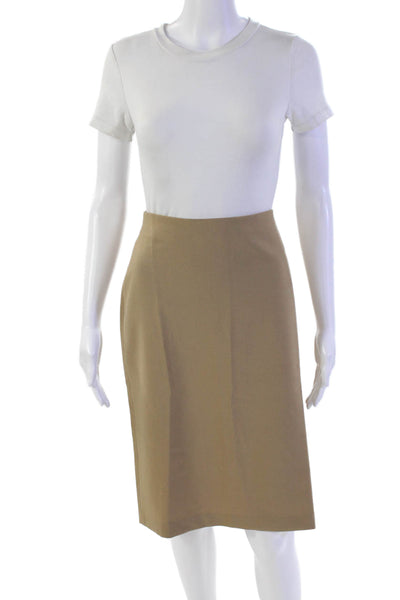 Glenfield Womens Zippered Knee Length Business Pencil Skirt Beige Size L