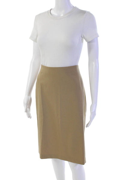 Glenfield Womens Zippered Knee Length Business Pencil Skirt Beige Size L
