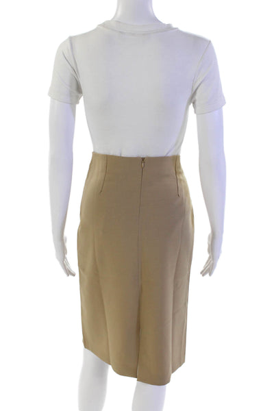 Glenfield Womens Zippered Knee Length Business Pencil Skirt Beige Size L