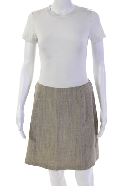 Penny Black Womens Wool A-Line Casual Zippered Mini Skirt Beige Size 12
