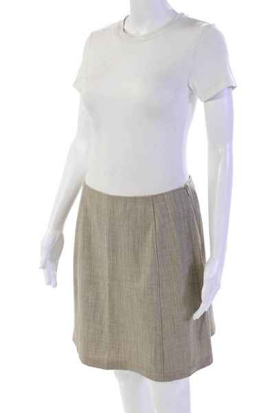Penny Black Womens Wool A-Line Casual Zippered Mini Skirt Beige Size 12