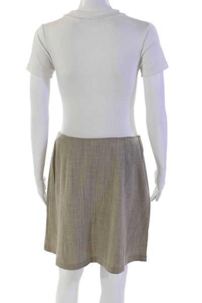 Penny Black Womens Wool A-Line Casual Zippered Mini Skirt Beige Size 12