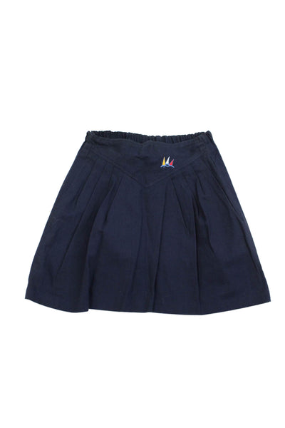 Designer Womens Cotton Pleated Casual Stretch Mini Skirt Blue Size 2XS