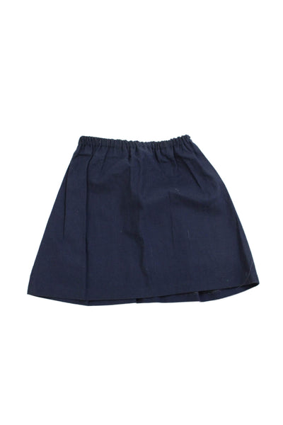 Designer Womens Cotton Pleated Casual Stretch Mini Skirt Blue Size 2XS