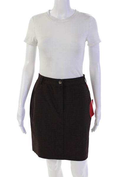 Max & Co Womens Striped Zippered Casual Straight Lined Skirt Brown Size 42