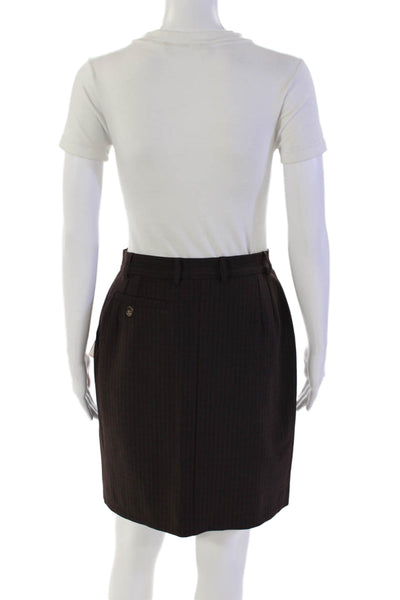 Max & Co Womens Striped Zippered Casual Straight Lined Skirt Brown Size 42