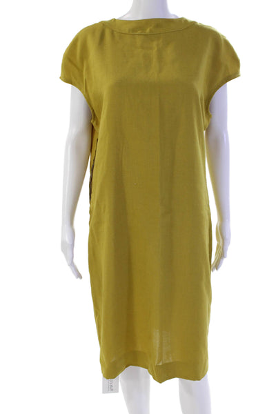 Tardini Womens Sleeveless Zippered Sheath Knee Length Dress Yellow Size 10