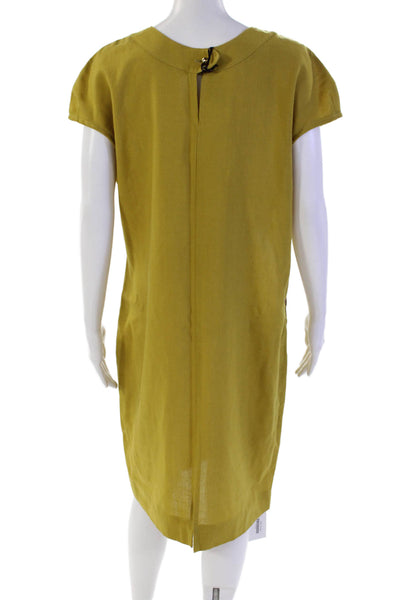 Tardini Womens Sleeveless Zippered Sheath Knee Length Dress Yellow Size 10