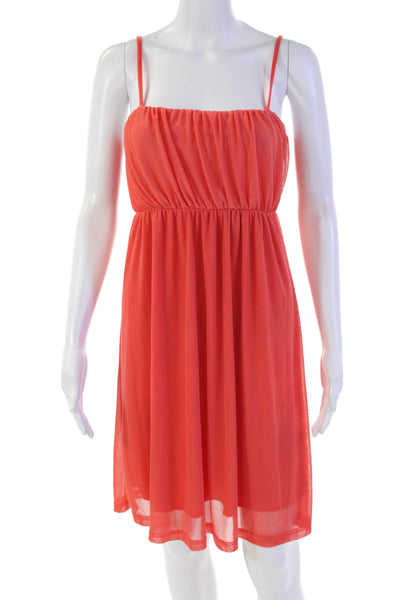 Tardini Womens Squared Neck Sleeveless Smocked Mini Dress Pink Size XS