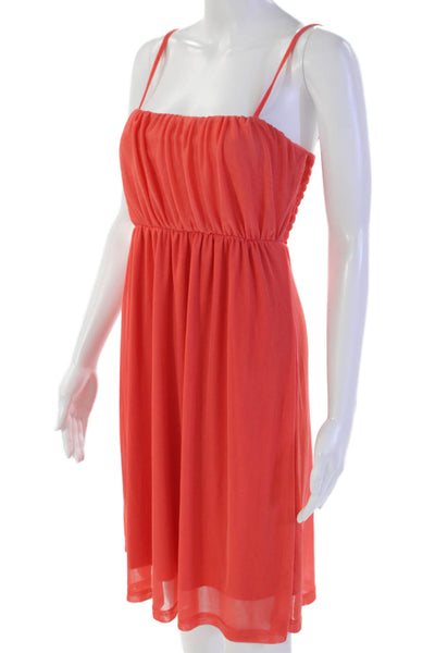 Tardini Womens Squared Neck Sleeveless Smocked Mini Dress Pink Size XS