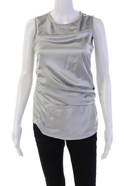 Dorothee Schumacher Womens Sleeveless Pleated Detail Blouse Gray Size 2