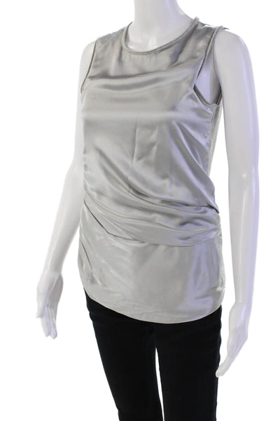 Dorothee Schumacher Womens Sleeveless Pleated Detail Blouse Gray Size 2
