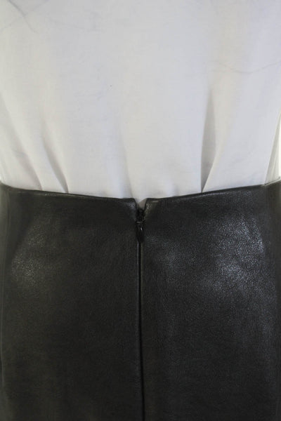 J Crew Womens Back Zip Knee Length Faux Leather Pencil Skirt Black Size 14