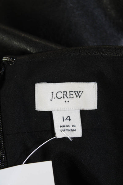 J Crew Womens Back Zip Knee Length Faux Leather Pencil Skirt Black Size 14