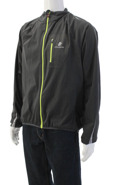 Hincapie Mens Long Sleeve Front Zip Mock Neck Light Jacket Gray Size Extra Large