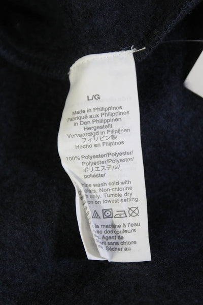 J Crew Mens Long Sleeve Quarter Zip Mock Neck Sweater Navy Blue Size Large
