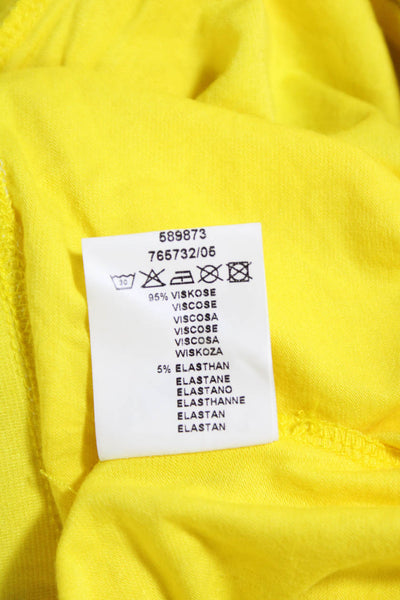 Designer Womens Drawstring A-Line Ruffled Mini Skirt Solid Yellow Size S