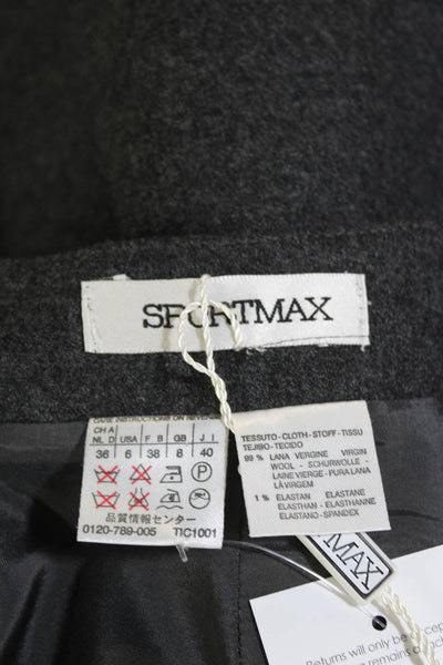 Sportmax Womens Wool Zippered Lined Business Knee Length Skirt Gray Size 40