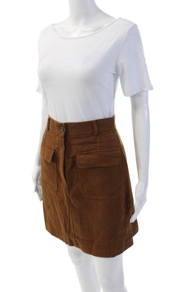 Blues Club Womens Cotton Zippered Mid-Rise Straight Skirt Brown Size 42