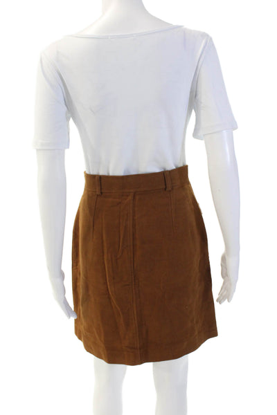 Blues Club Womens Cotton Zippered Mid-Rise Straight Skirt Brown Size 42