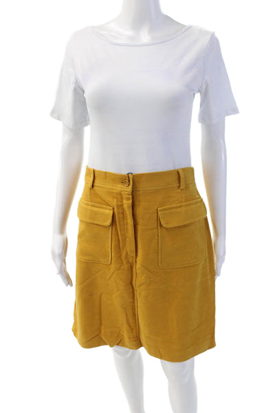 Blues Club Womens Cotton Zippered Mid-Rise Straight Skirt Yellow Size M
