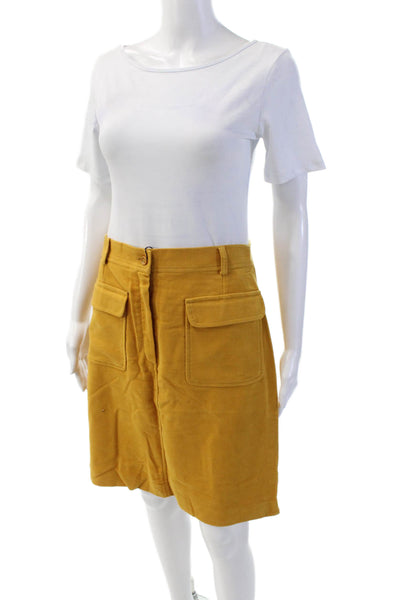Blues Club Womens Cotton Zippered Mid-Rise Straight Skirt Yellow Size M
