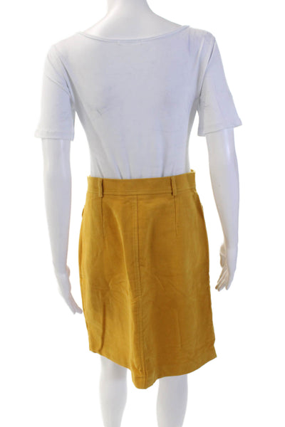 Blues Club Womens Cotton Zippered Mid-Rise Straight Skirt Yellow Size M