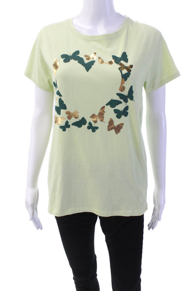 Oosfera Womens Graphic Short Sleeve Round Neck Basic T-Shirt Green Size S