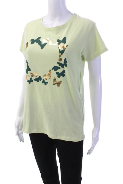 Oosfera Womens Graphic Short Sleeve Round Neck Basic T-Shirt Green Size S