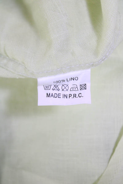 Uvaspina Womens Linen Collared Casual Button-Down Mini Dress Green Size 2XL