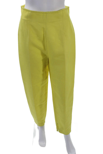 Sportmax Womens Cotton Flat Front High-Rise Tapered Trousers Yellow Size 12