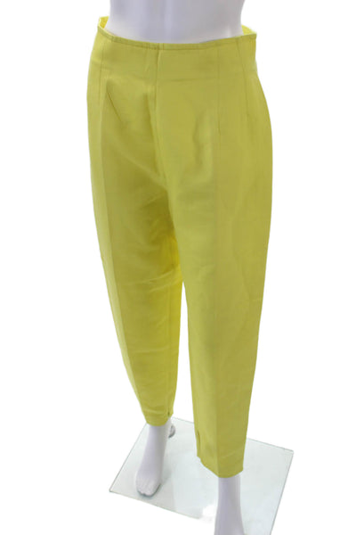 Sportmax Womens Cotton Flat Front High-Rise Tapered Trousers Yellow Size 12