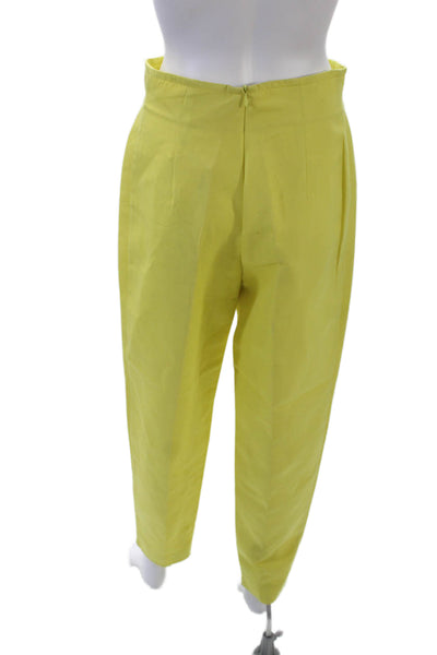 Sportmax Womens Cotton Flat Front High-Rise Tapered Trousers Yellow Size 12
