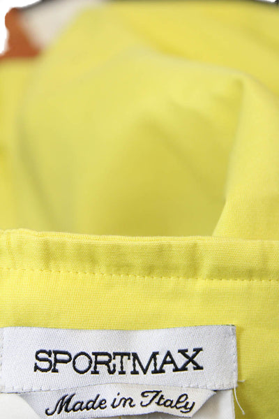 Sportmax Womens Cotton Flat Front High-Rise Tapered Trousers Yellow Size 12