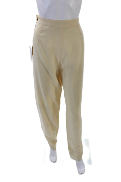 Marina Basic Womens Wool High-Rise Flat Front Tapered Trousers Cream Size 23