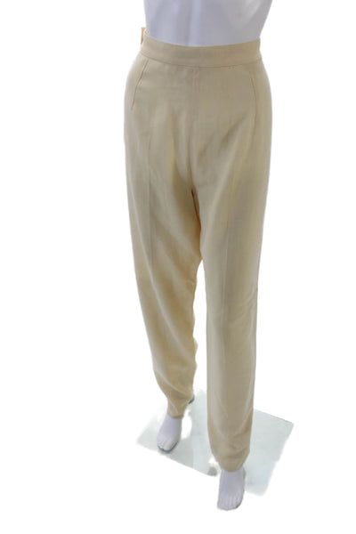 Marina Basic Womens Wool High-Rise Flat Front Tapered Trousers Cream Size 23