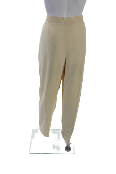 Marina Basic Womens Wool High-Rise Flat Front Tapered Trousers Cream Size 23