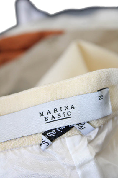 Marina Basic Womens Wool High-Rise Flat Front Tapered Trousers Cream Size 23
