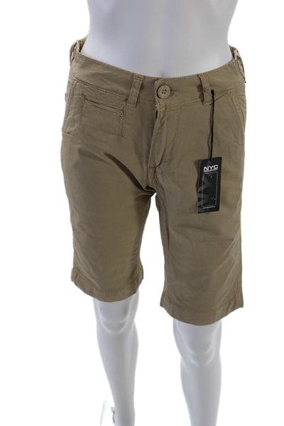 NYC Industry Womens Cotton Mid-Rise Five Pocket Knee Length Shorts Tan Size 26