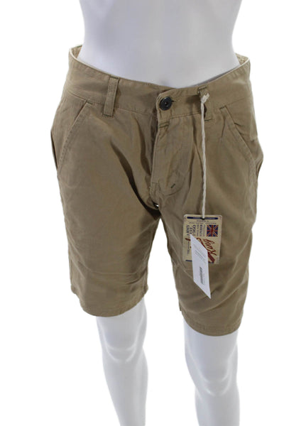 Rebel King Womens Cotton Four Pocket Button Closure Chino Shorts Beige Size 26