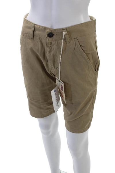 Rebel King Womens Cotton Four Pocket Button Closure Chino Shorts Beige Size 26