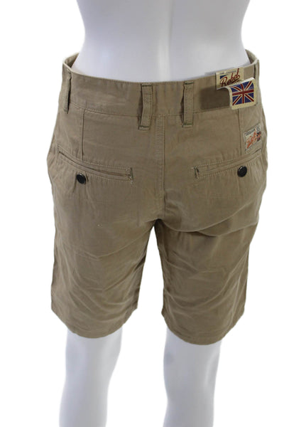 Rebel King Womens Cotton Four Pocket Button Closure Chino Shorts Beige Size 26