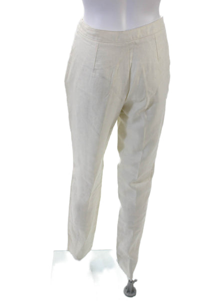 Penny Black Womens Linen Flat Front Mid-Rise Skinny Pants Trousers Cream Size 6