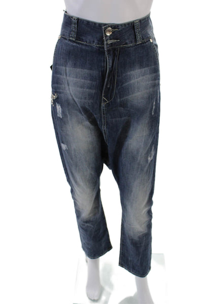 NYC Star Womens Cotton Denim Five Pocket High-Rise Harem Jeans Blue Size 25