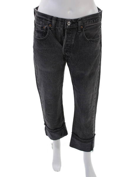 Kendall & Kylie Women's Button Fly Straight Leg Denim Pants Black Size 30