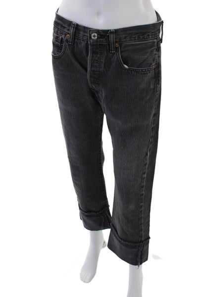 Kendall & Kylie Women's Button Fly Straight Leg Denim Pants Black Size 30