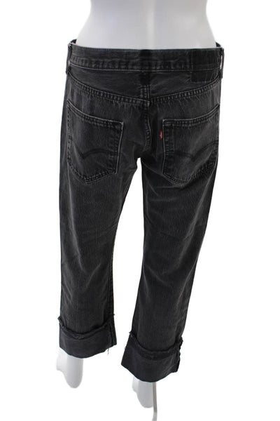 Kendall & Kylie Women's Button Fly Straight Leg Denim Pants Black Size 30