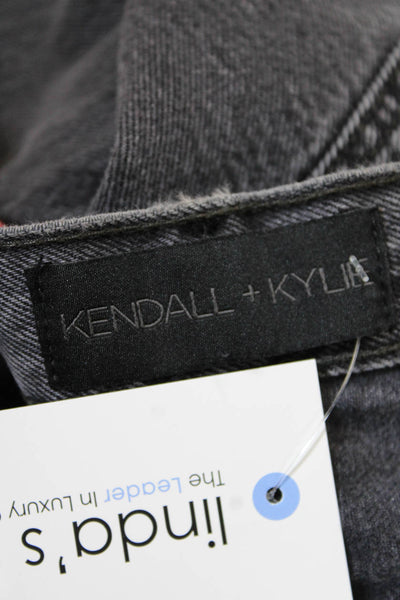 Kendall & Kylie Women's Button Fly Straight Leg Denim Pants Black Size 30