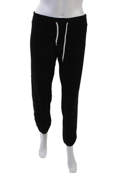 Monrow Women's Drawstring Waist Tapered Leg Embellish Jogger Pants Black Size M