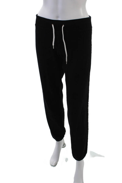Monrow Women's Drawstring Waist Tapered Leg Embellish Jogger Pants Black Size M